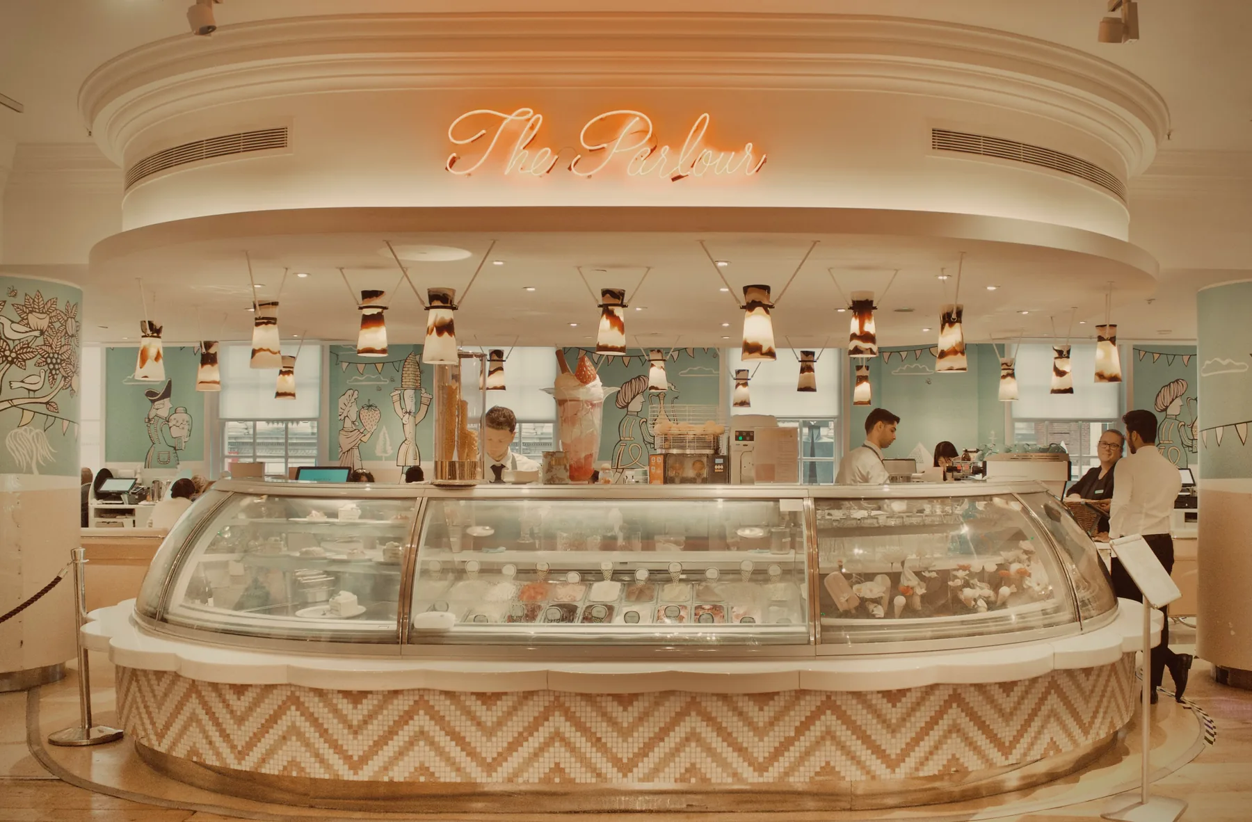 Elegant ice cream parlour display