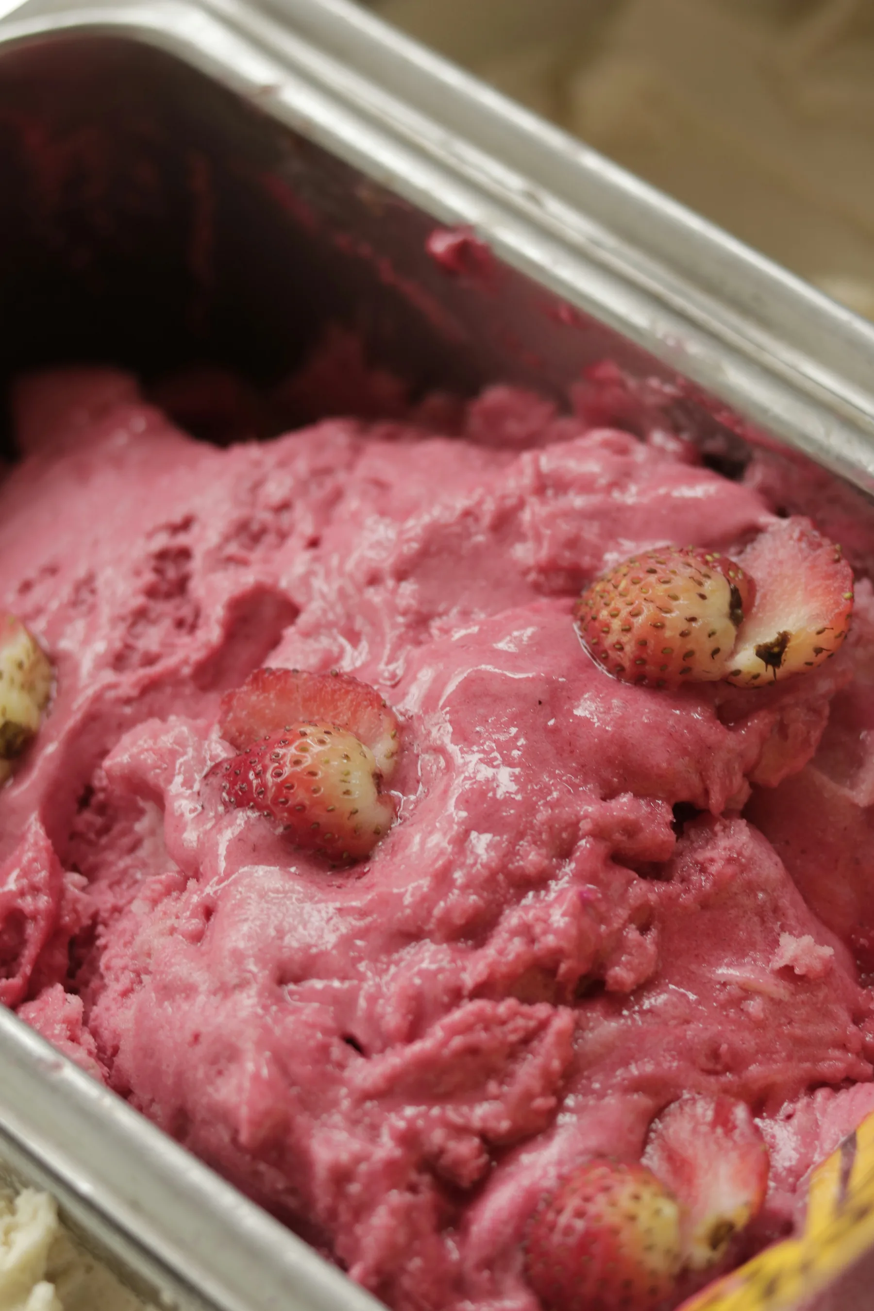 Vivid strawberry frozen dessert